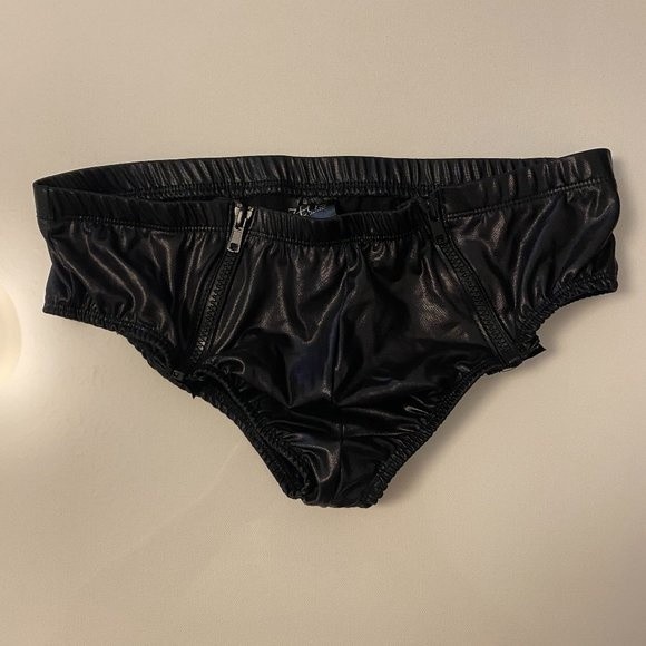 Underwear & Socks Zeus Mens Black Bikini Underwear With Two Zippers